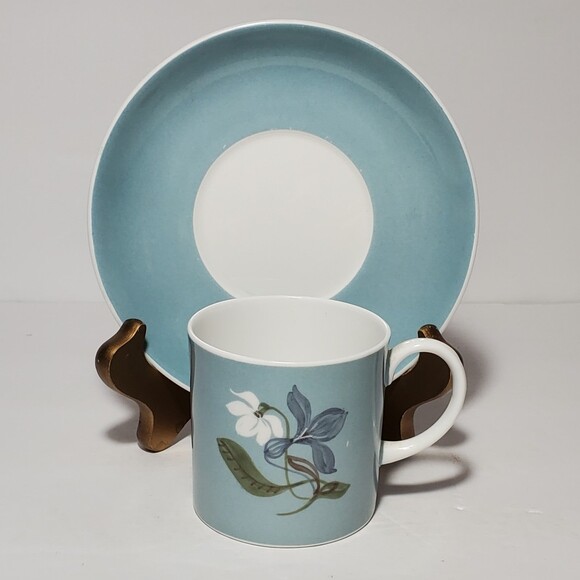 Susie Cooper Demitasse (Small) Cup and Saucer Blue Floral Vintage - Picture 8 of 8